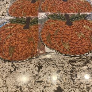 Mackenzie Childs set of 4 New pumpkin placemats $200
